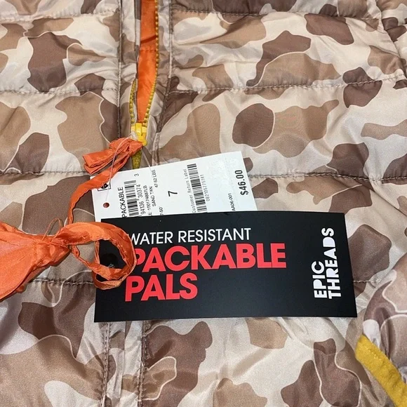 Boys Coat Epic Threads Hooded Jacket Puffer Coat Brown Camo Unisex Size 7 Kids - Picture 5 of 12